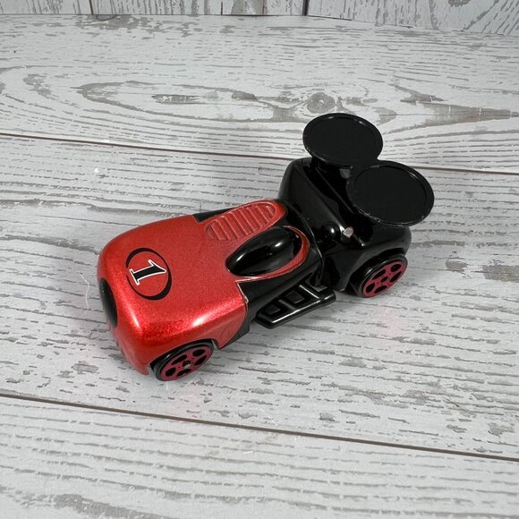 Disney Toy Car Diecast Red Mickey Mouse Theme Collectible Playful Nostalgic - Picture 2 of 5